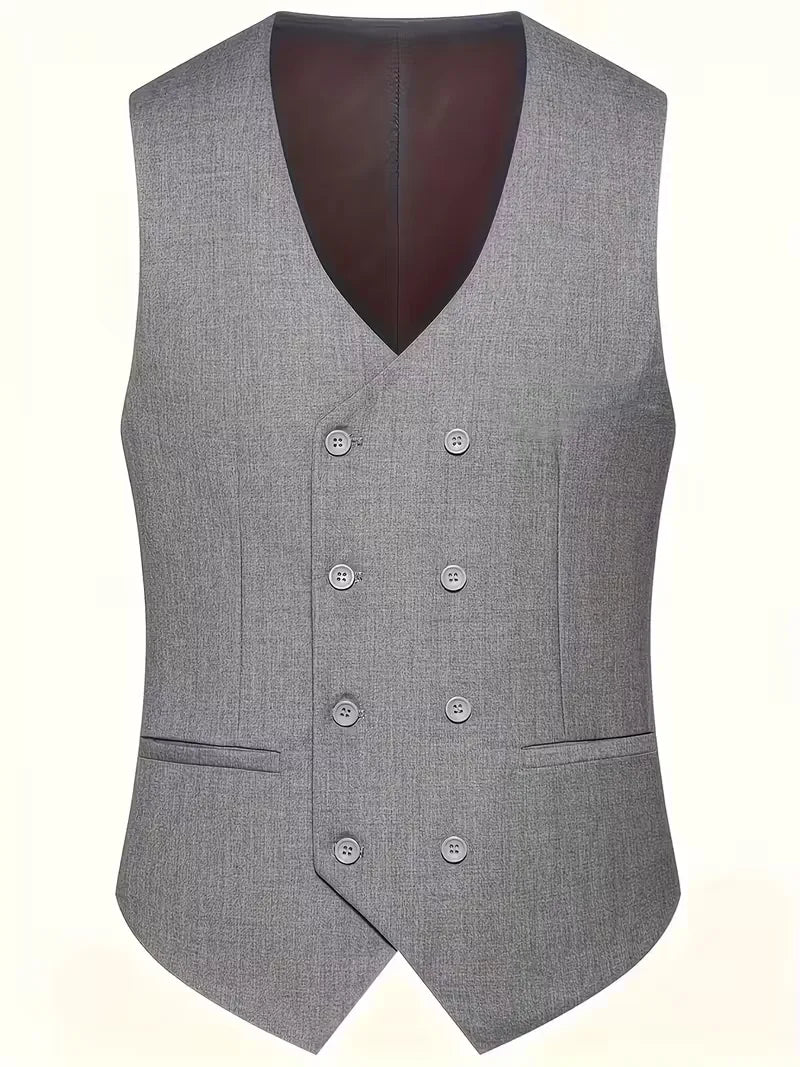 Tailored Men’s Three-Piece Suit With Double-Breasted Waistcoat And Slim Fit