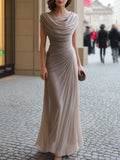 Cowl Neck Maxi Dress with Ruched Bodice
