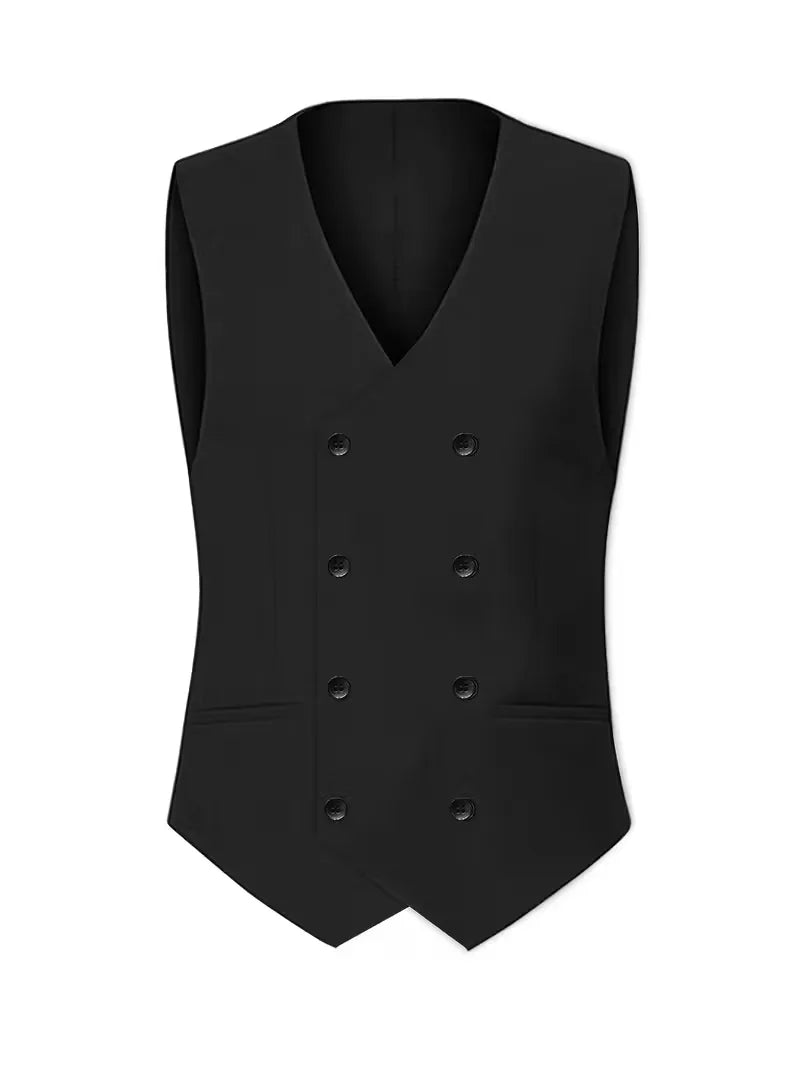 Tailored Men’s Three-Piece Suit With Double-Breasted Waistcoat And Slim Fit