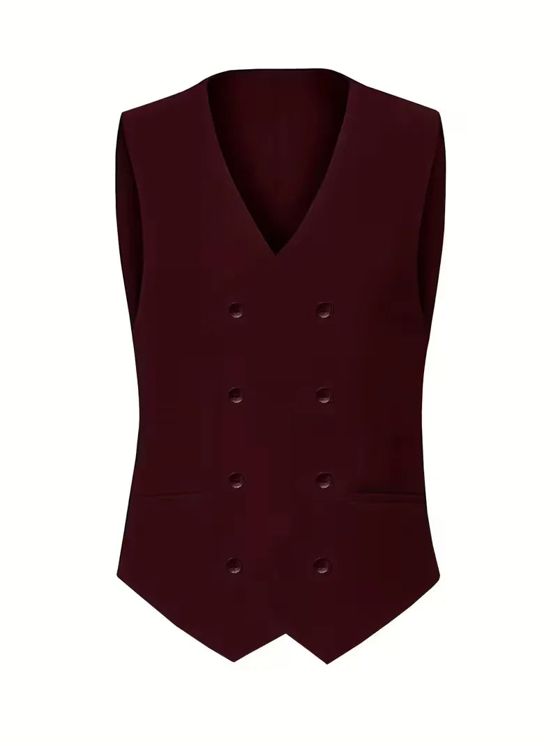 Tailored Men’s Three-Piece Suit With Double-Breasted Waistcoat And Slim Fit