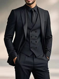 Tailored Men’s Three-Piece Suit With Double-Breasted Waistcoat And Slim Fit
