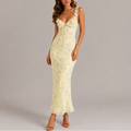 Women's Floral Ruffle Strap Maxi Dress