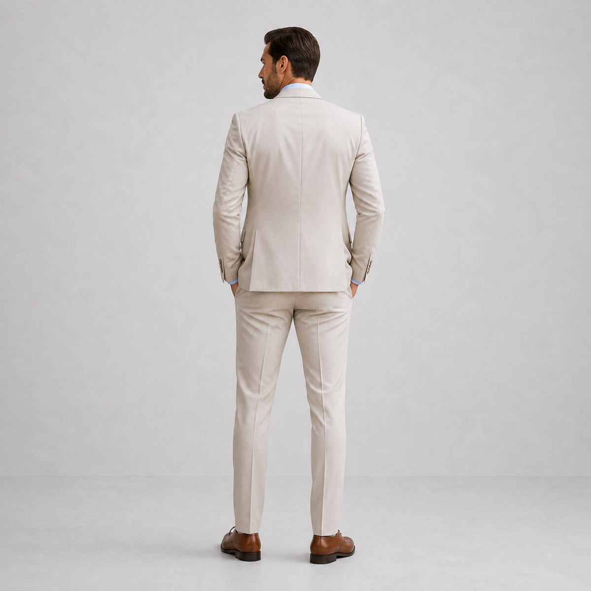 Refined Men’s Linen Three-Piece Suit With Notch Lapels And Waistcoat