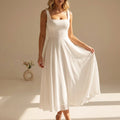 Square Neck Sleeveless Chiffon Midi Dress