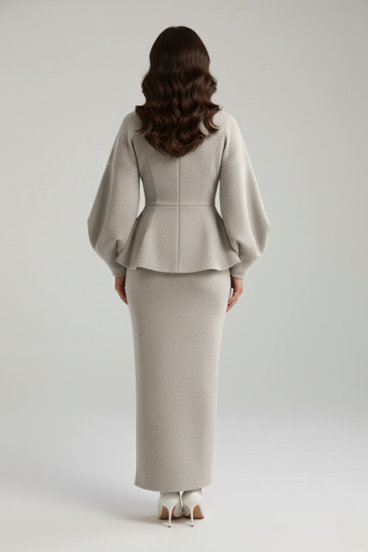 Puff Sleeve Blazer and Midi Skirt Co-Ord Set
