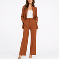 Two Piece Set with Tailored Blazer and Straight-Leg Trousers