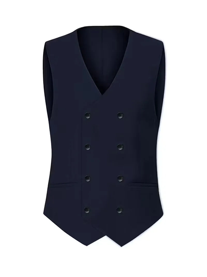 Tailored Men’s Three-Piece Suit With Double-Breasted Waistcoat And Slim Fit