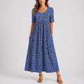 Casual Floral Midi Dress with Loose Fit