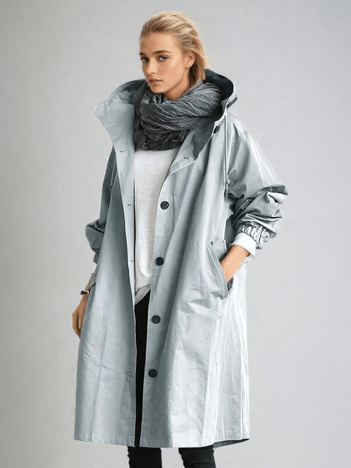 Beige Trench Coat with Relaxed Fit