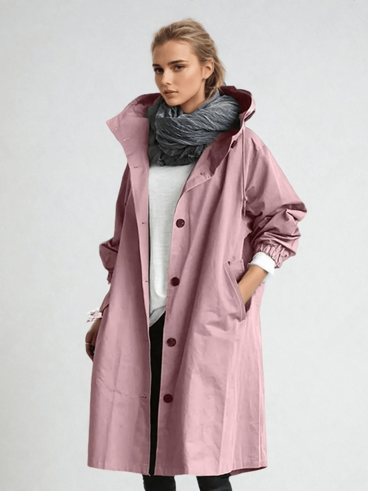 Beige Trench Coat with Relaxed Fit