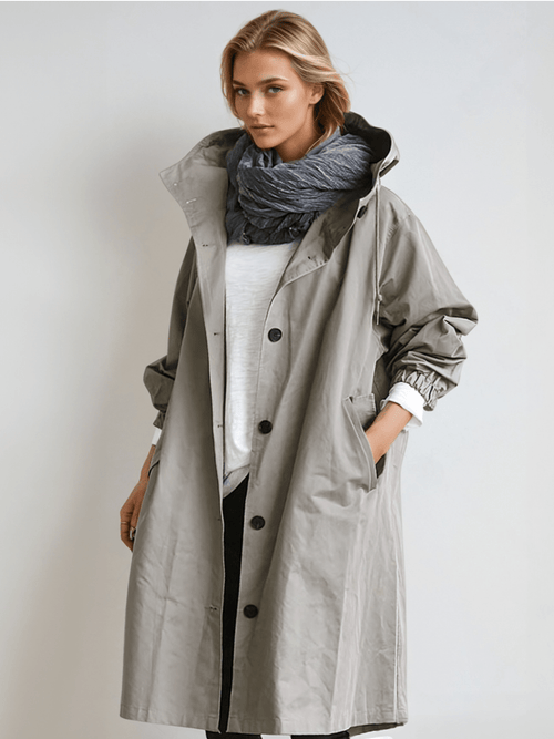 Beige Trench Coat with Relaxed Fit